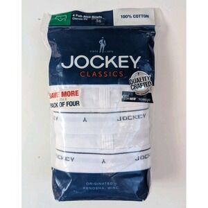 Jockey Classics 4 Full- Rise Briefs Sz 36 Classic Fit Coverage White